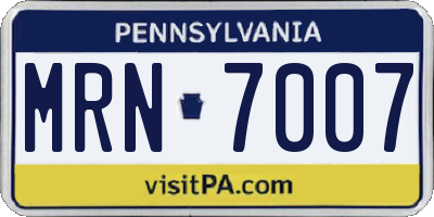 PA license plate MRN7007