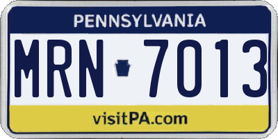 PA license plate MRN7013