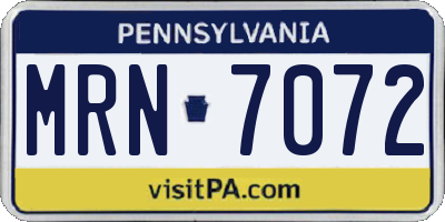 PA license plate MRN7072