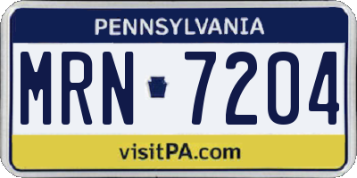 PA license plate MRN7204