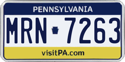 PA license plate MRN7263