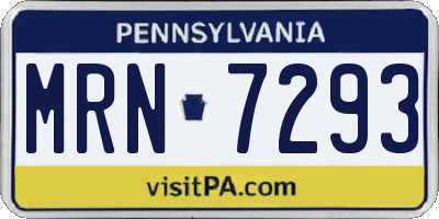 PA license plate MRN7293