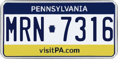 PA license plate MRN7316