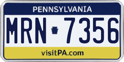 PA license plate MRN7356