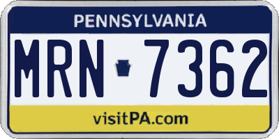 PA license plate MRN7362