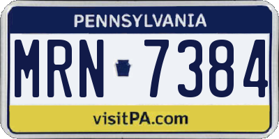 PA license plate MRN7384