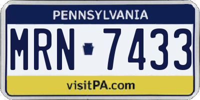 PA license plate MRN7433