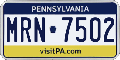 PA license plate MRN7502
