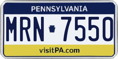 PA license plate MRN7550