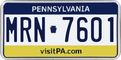 PA license plate MRN7601