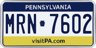 PA license plate MRN7602
