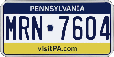 PA license plate MRN7604