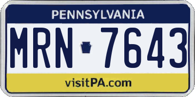 PA license plate MRN7643
