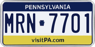 PA license plate MRN7701