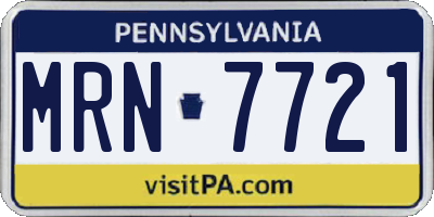 PA license plate MRN7721