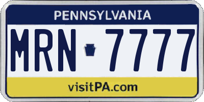 PA license plate MRN7777
