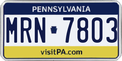 PA license plate MRN7803