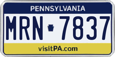 PA license plate MRN7837