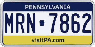 PA license plate MRN7862