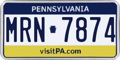 PA license plate MRN7874
