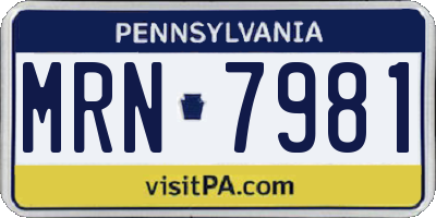 PA license plate MRN7981