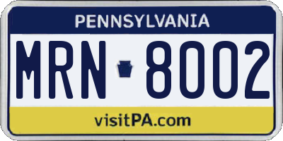 PA license plate MRN8002