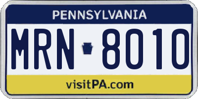 PA license plate MRN8010