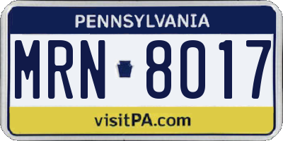 PA license plate MRN8017