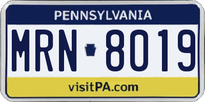 PA license plate MRN8019