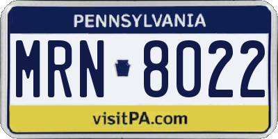 PA license plate MRN8022