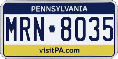 PA license plate MRN8035