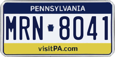 PA license plate MRN8041