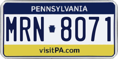PA license plate MRN8071