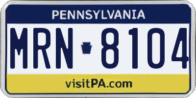 PA license plate MRN8104
