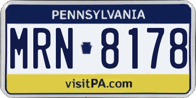 PA license plate MRN8178