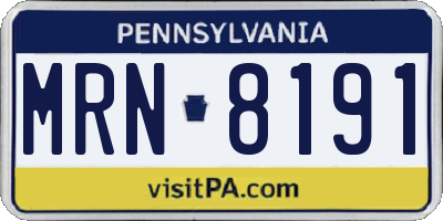 PA license plate MRN8191