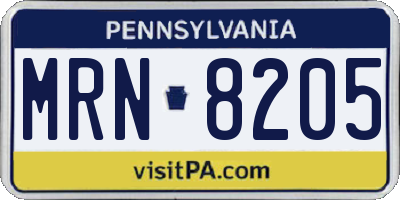 PA license plate MRN8205