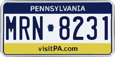 PA license plate MRN8231