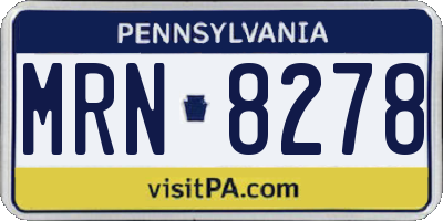 PA license plate MRN8278