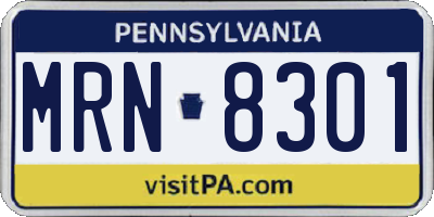 PA license plate MRN8301