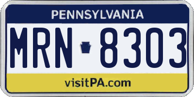 PA license plate MRN8303