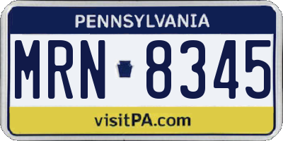 PA license plate MRN8345