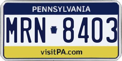PA license plate MRN8403