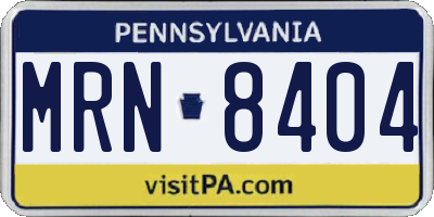 PA license plate MRN8404