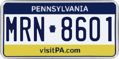 PA license plate MRN8601