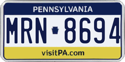 PA license plate MRN8694