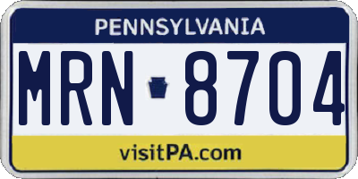 PA license plate MRN8704
