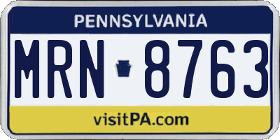 PA license plate MRN8763