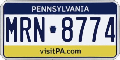 PA license plate MRN8774
