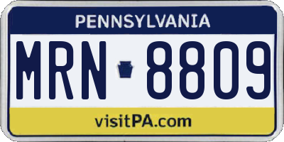 PA license plate MRN8809